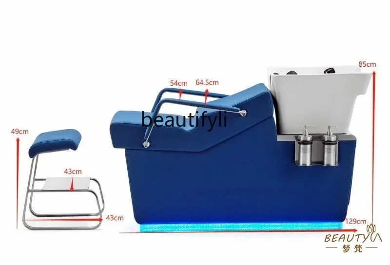 صالون حلاقة على الطراز الأوروبي مع أضواء وكرسي شامبو لصالون الشعر لسرير تنظيف صالون الشعر