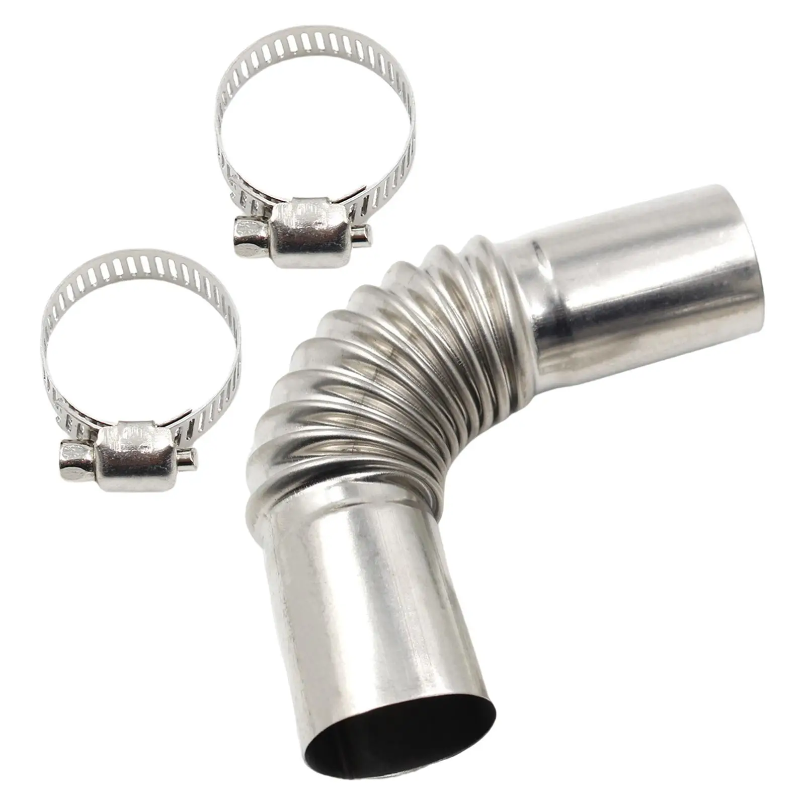 24mm Exhaust Pipe Tube Elbow Connector 27mm Od, 25mm ID, Air Exhaust Pipes Connector for Gas Water Heater, W/ Clamps