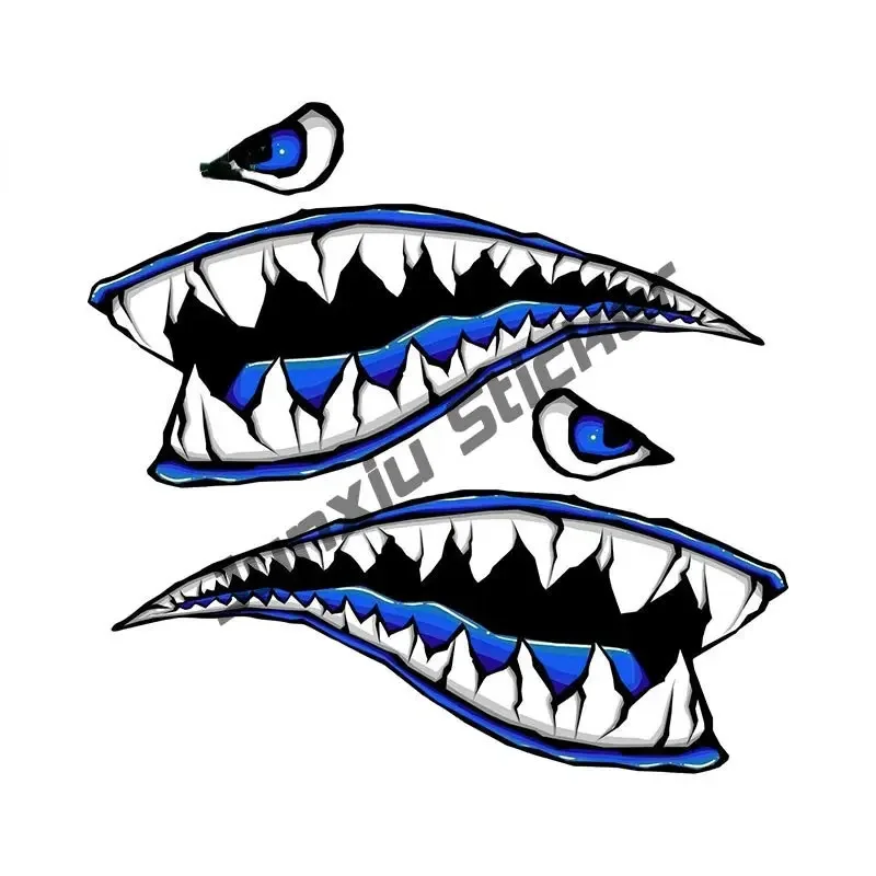 Arte de pared Warhawk Shark Tiger Sticker, accesorios gráficos divertidos para coche, Kayak, canoa, barco de pesca, camión, decoración de barco oceánico