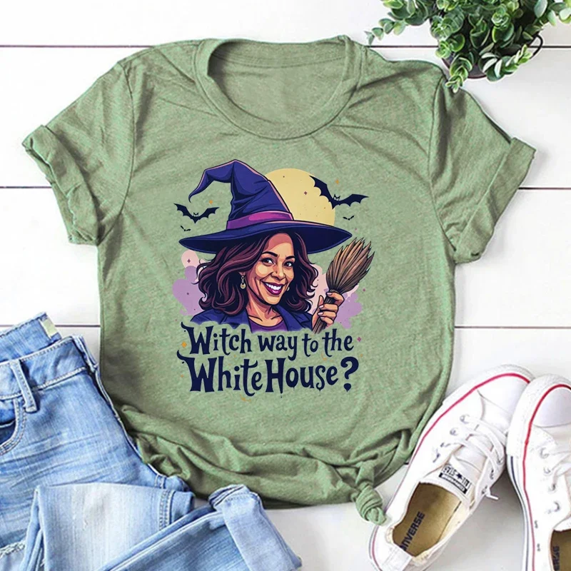 Witch Votes Kamala T-Shirt Halloween Kamala Harris Tee US Election 2024 Democrat Gift Gothic Graphic Tshirts