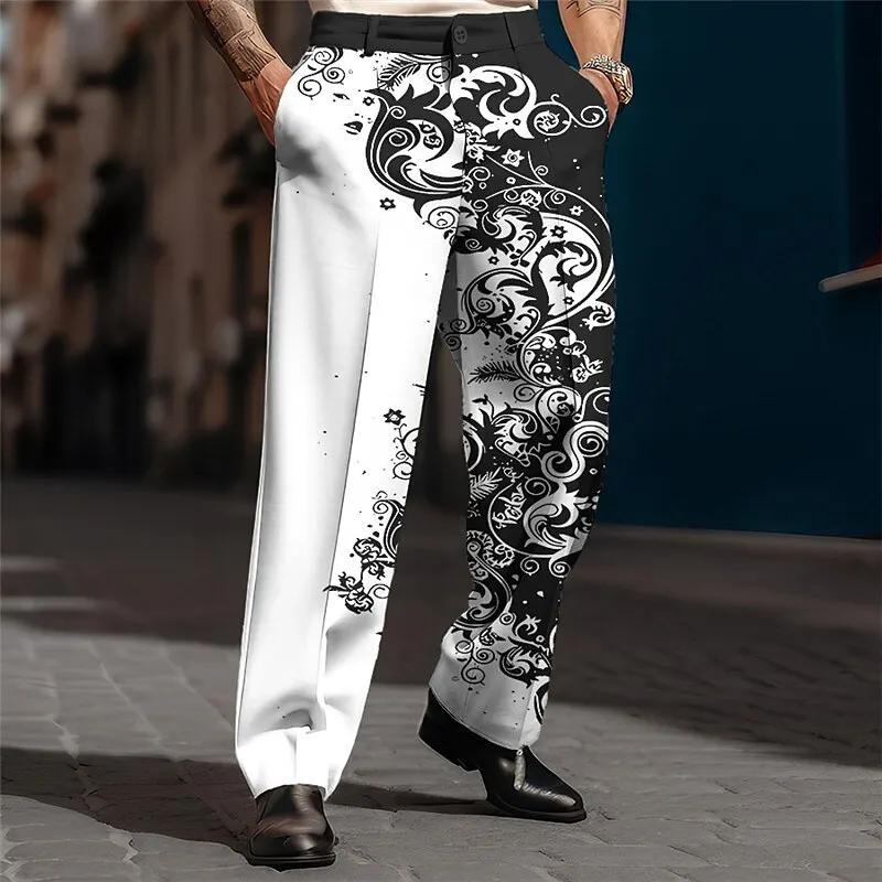 2025 Spring/Summer New Fashionable 3D Digital Printed Men\'s Bamboo Cotton Pants Casual Breathable Quick Drying