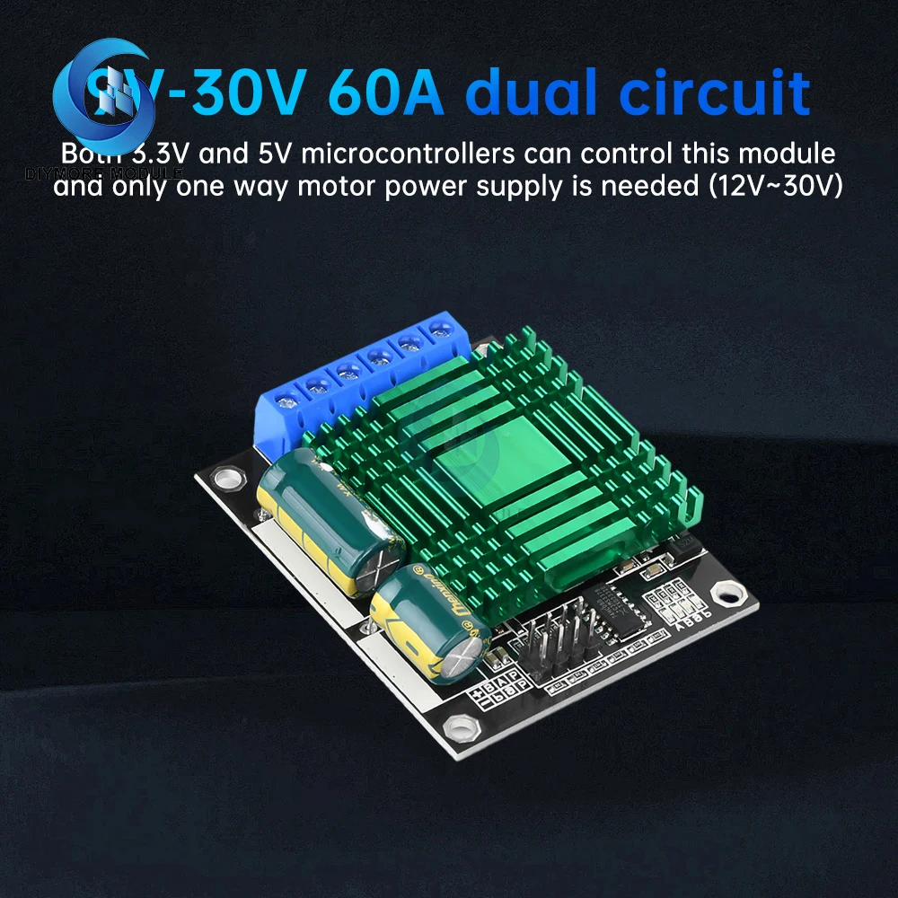 9V-30V 60A Dual PWM DC Motor Driver Module Speed Controller High Power H-Bridge