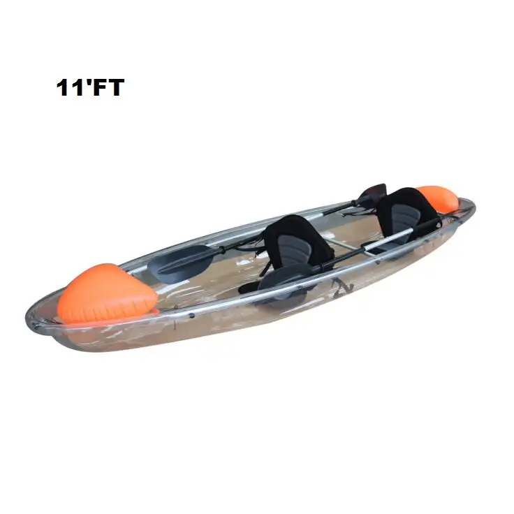 

A Sit on Top Double Canoe Transparent Kayak clear Fishing 2 Person Crystal Kayak