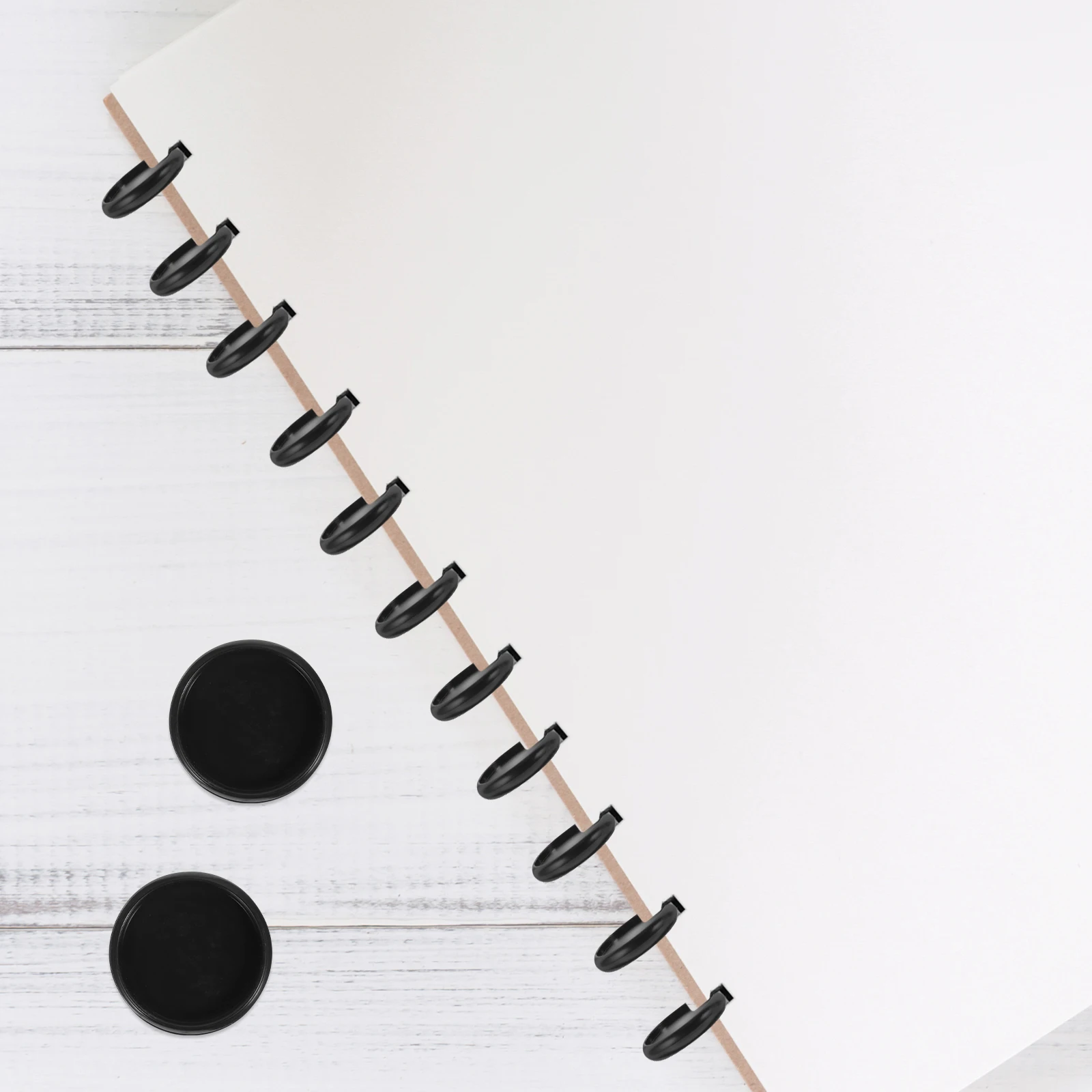 

55pcs Black Mushroom Button Photo Album Round Binder Discs Loose Leaf Rings Notebook Planner plastic 360degree flip