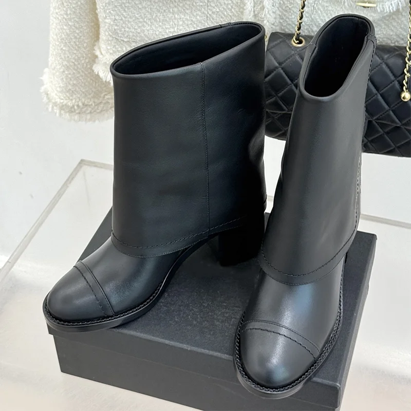 

Top quality 2026 New Style Women's Heeled Color Contrasting Straight Leg Mid Calf Boots comfortable shoes 25120160
