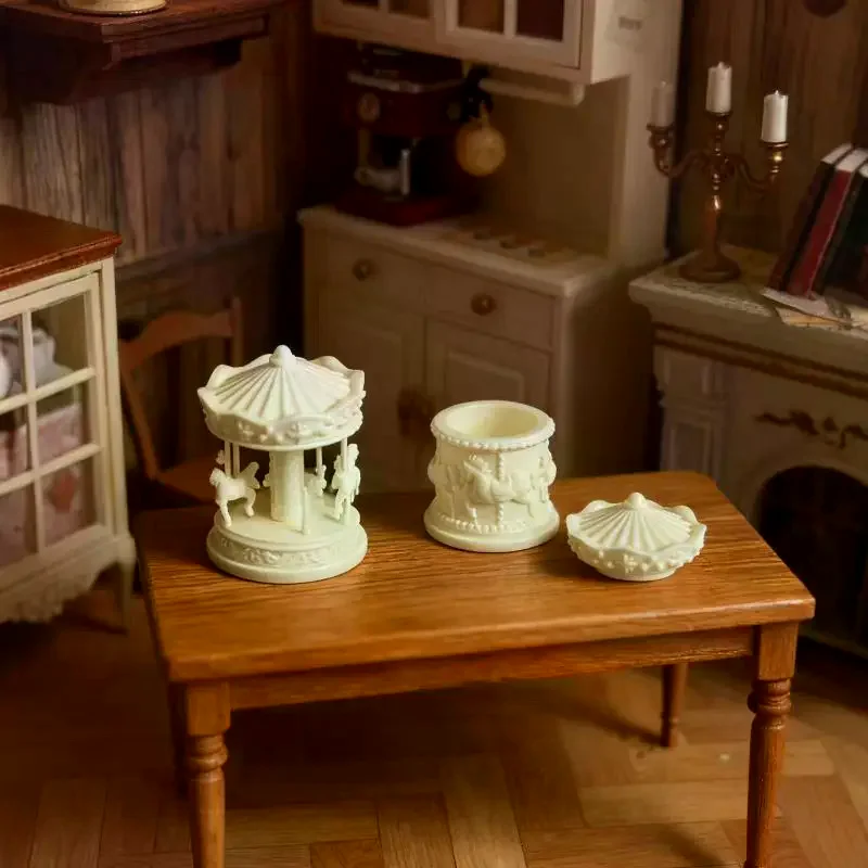Carrousel Miniature pour maison de poupée, 1 pièce, Mini boîte de rangement, modèle d'accessoires pour maison de poupée, mallette de rangement pour café, jouet de décoration pour la maison