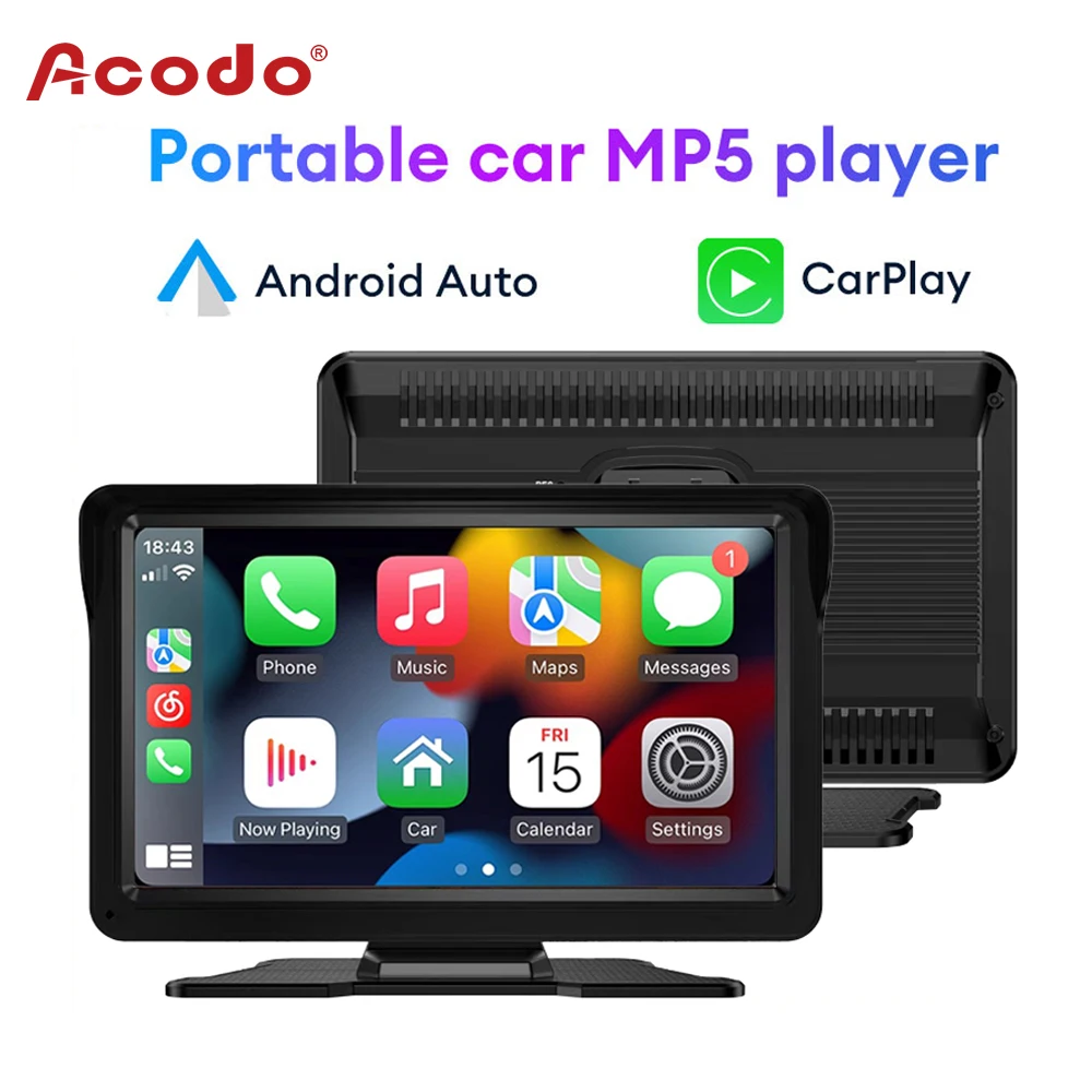 Acodo 7.0inch Carplay MP5 Player Portable BT Touch Srceen Wireless Carplay Android Auto Car Radio for Apple Or Android Video