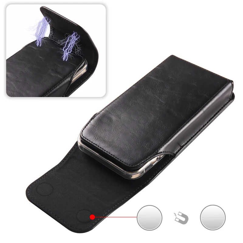Luxury Cow magnetic Leather Belt Clip Phone Case Men Travel Waist Bag For iPhone  Samsung Xiaomi Smart phone Holster Pouch Cover
