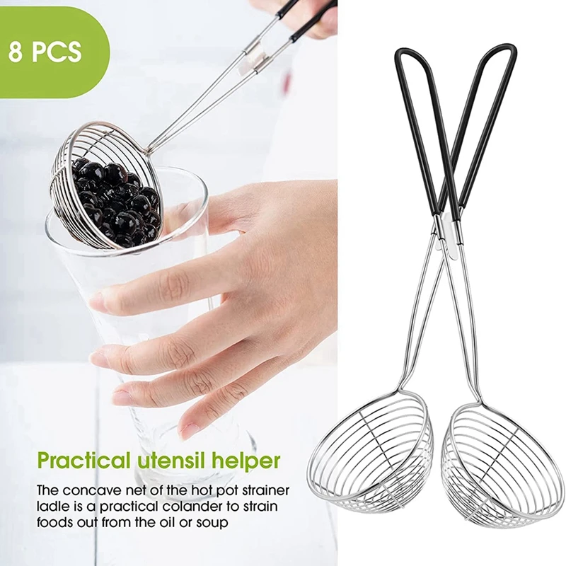 Hot Pot Strainer Scoops, Stainless Steel Hot Pot Strainer Spoons Mini Mesh Skimmer Spoon Strainer Ladle With Handle