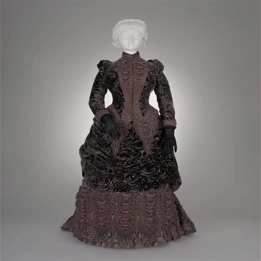 

1880s Gothic Steampunk Prom Dress Vintage Victorian Edwardian Bustle Duchess Tea Party Ball Gown Customized