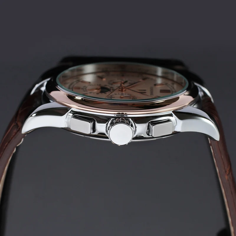 2026New Replica Moon Phase Multifunctional Automatic Man Watch Mechanical Waterproof Leather High-End Luxury Elegant Wrist Clock