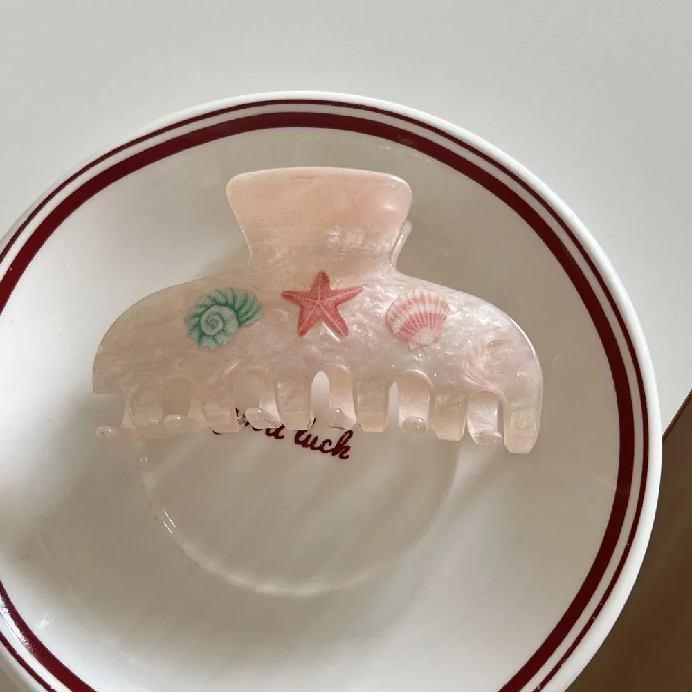 เชอร์รี่หวานปลาดาวผม Claw Ocean เรขาคณิตกรดอะซิติกคลิปผม Acetate อุปกรณ์เสริมผม Sea Star คว้าคลิปวันหยุด