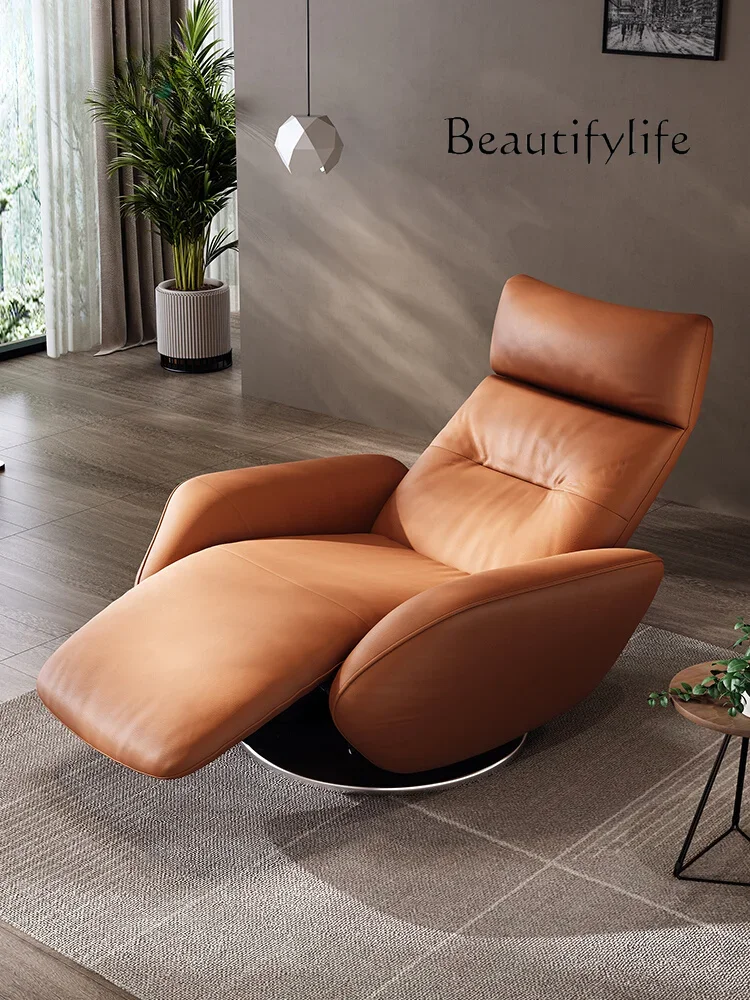 Single Electric Sofa Retractable Multifunctional Recliner Lazy Living Room First Layer Cowhide High-End Chair