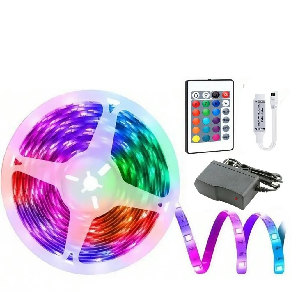 

1PCS 12V1A Adapter 12V RGB LED Light Strip Wireless Controller 24Key Remote Control Waterproof 5M SMD 2835 60LEDS/M LED