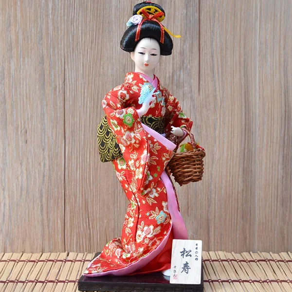 着物人形 伝統工芸品 約30cm 30 センチメートル伝統的な日本芸者置物彫像日本着物人形の装飾品