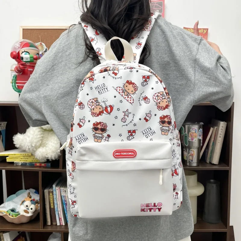 Sanrio Hello Kitty Pompompurin Knapsack Cartoon Anime Student Teenagers Large Capacity Backpack Fashion Convenient Unisex Bags