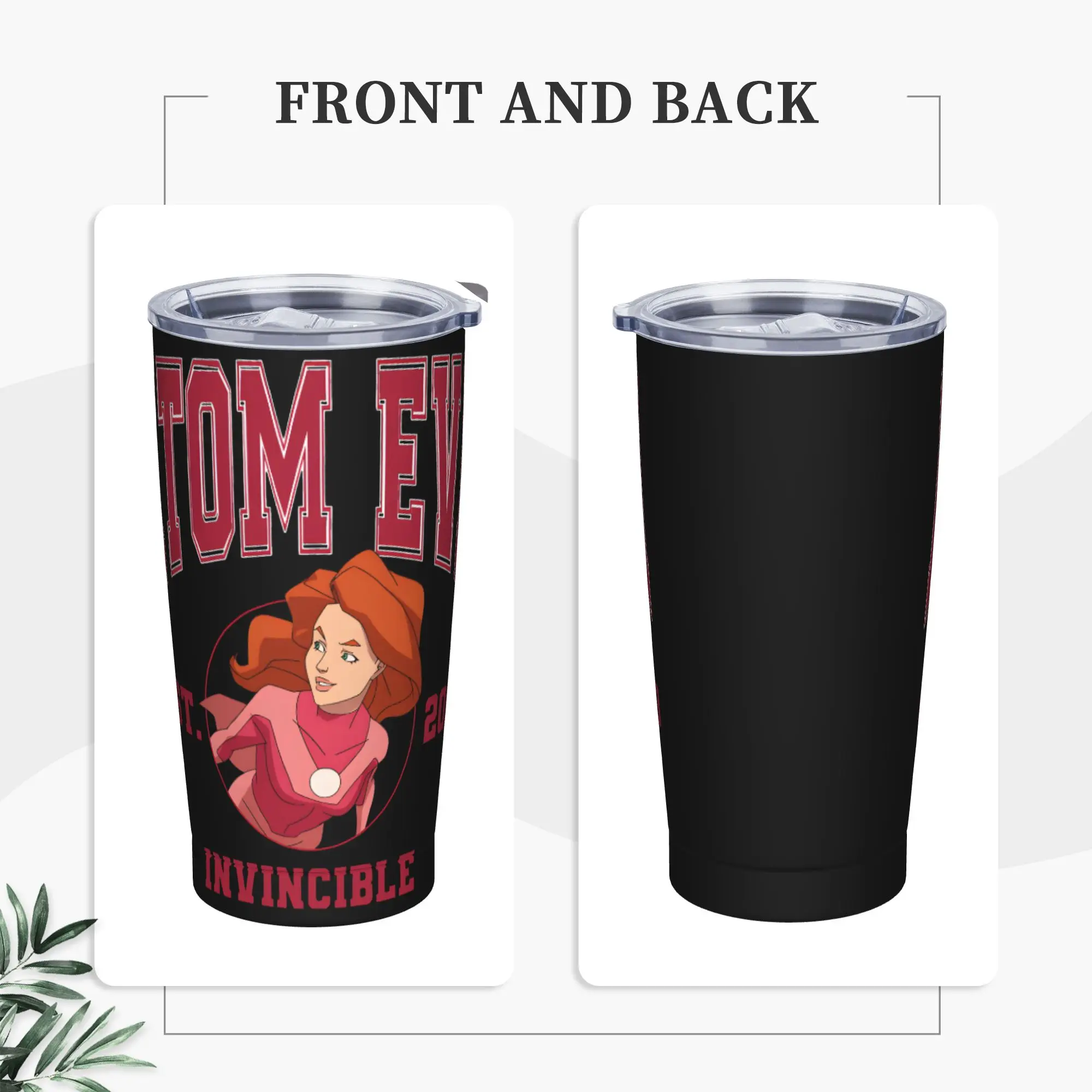 Anime Pretty Hero Atom Eve Tumbler  Leakproof Cold Drink Water Bottle Stainless Steel Driving Thermal Mug