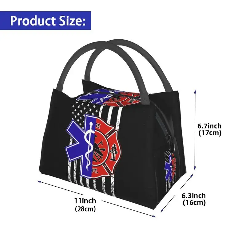 مخصص Emt نجمة الحياة المسعف طبيب سيارة إسعاف أكياس الغداء الرجال النساء برودة الحرارية معزول علب الاغذية للسفر مكتب #3