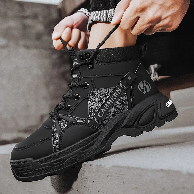 Мотоциклетные ботинки в британском стиле, мужские уличные желтые мужские байкерские ботинки, повседневные ботильоны на платформе, мужские botas para hombre