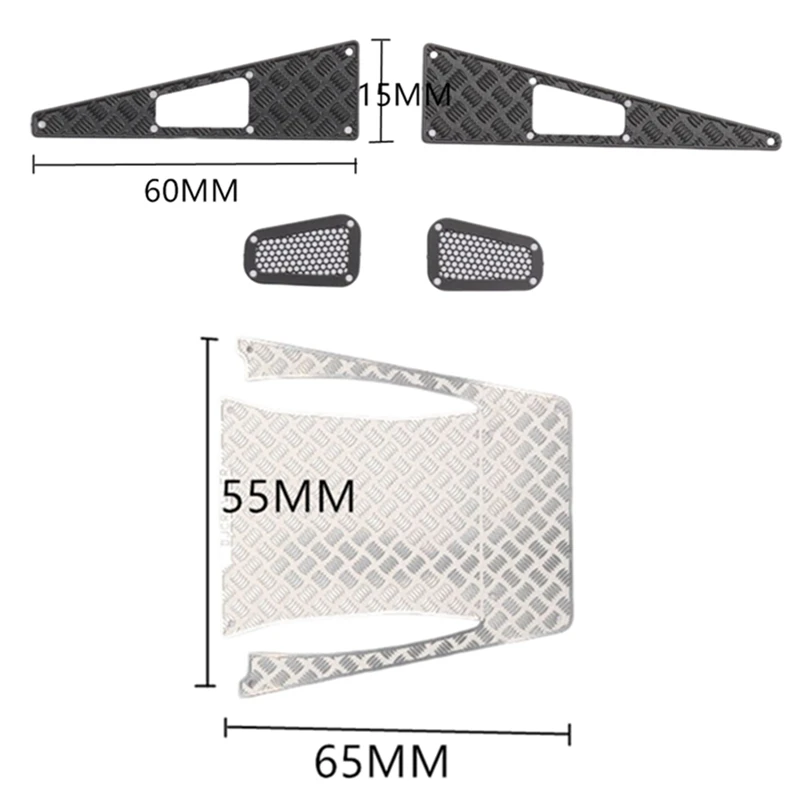 โลหะเหล็ก Hood แผ่นลื่นไถลตกแต่งแผ่น Grille Trim สําหรับ Traxxas TRX4M Defender 1/18 RC รถอะไหล่อัพเกรด