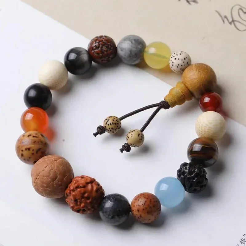 Natural Eighteen Seeds Bodhi Bracelet Dobao Buddha Bead Bracelet Buddhist Meditation Bead Bracelet