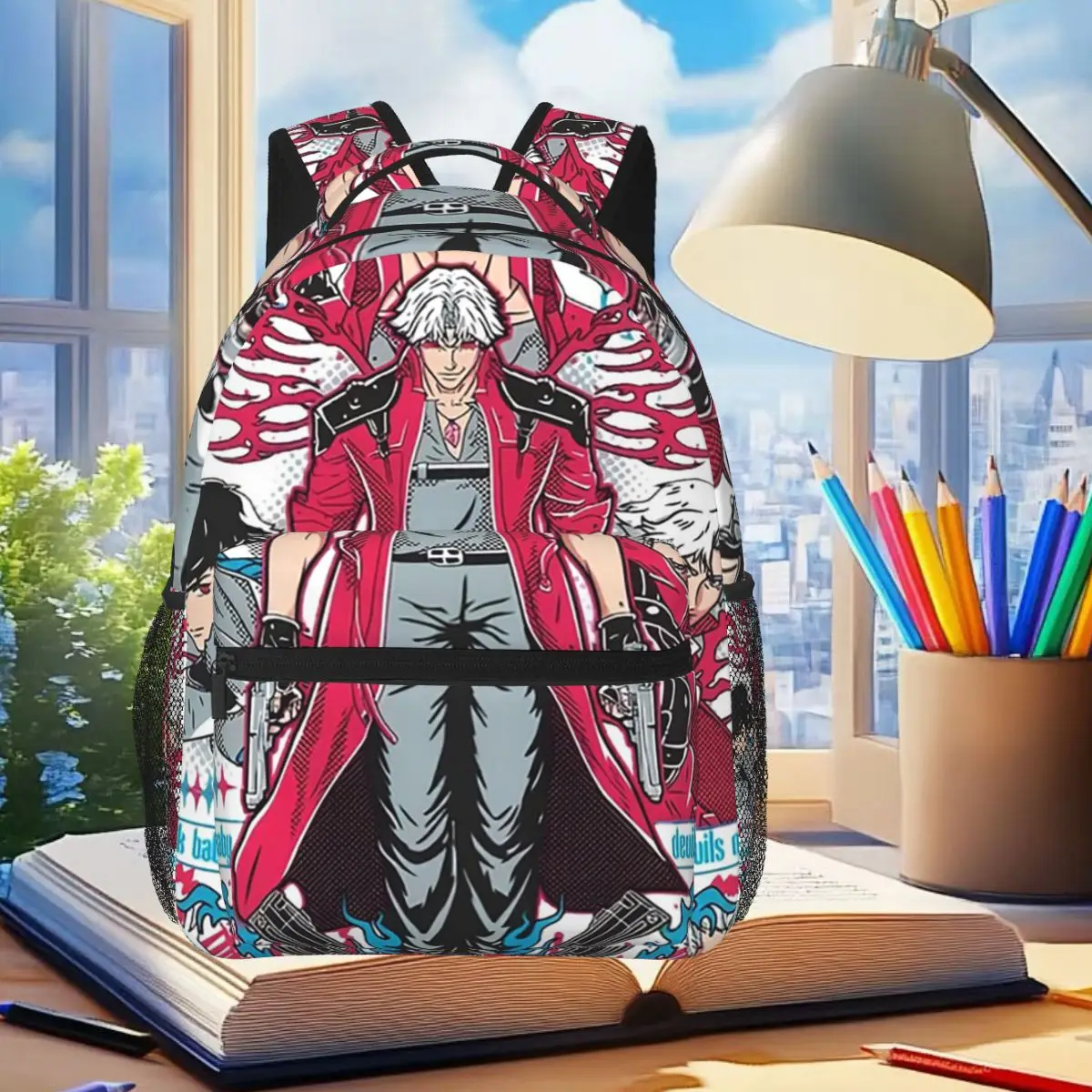 

Game Devil May Cry Dante Backpack Student Boys Girls BookBag Children School Bag Laptop Shoulder Bags for Men Women
