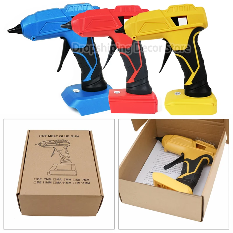 For Makita/Dewalt/Milwaukee 18V Lithium Battery Electric Hot Melt Glue Gun With 7/11mm Glue Sticks Cordless Glue Gun DIY Repair