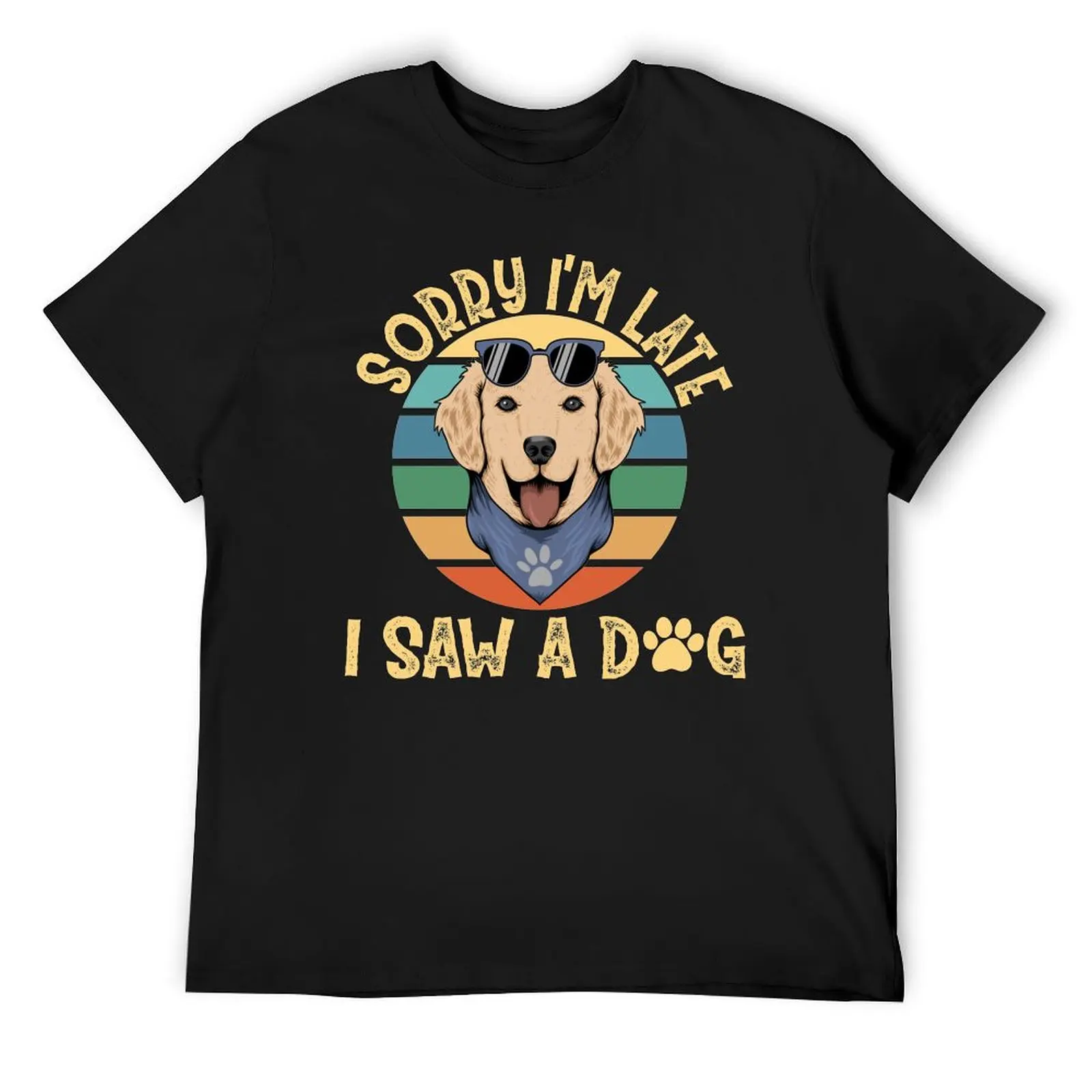 

Sorry I'm Late I Saw A Dog Retro Vintage T-Shirt anime blue archive vintage black t-shirts for men