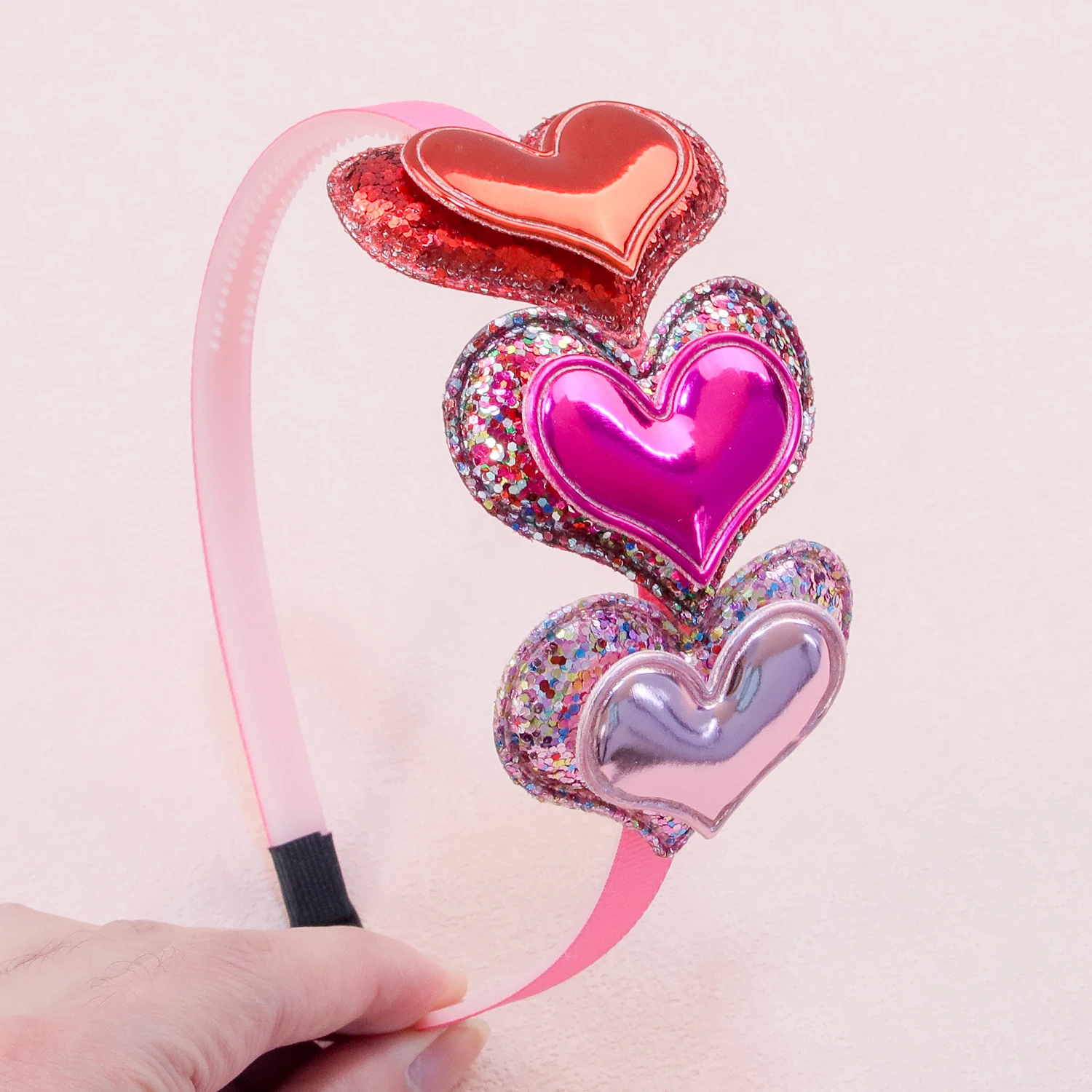 1PC Valentine\'s Day Headbands for Girls Glitter Heart Shaped Hairband Girls Headbands Headwear Kids Children Hair Accessories