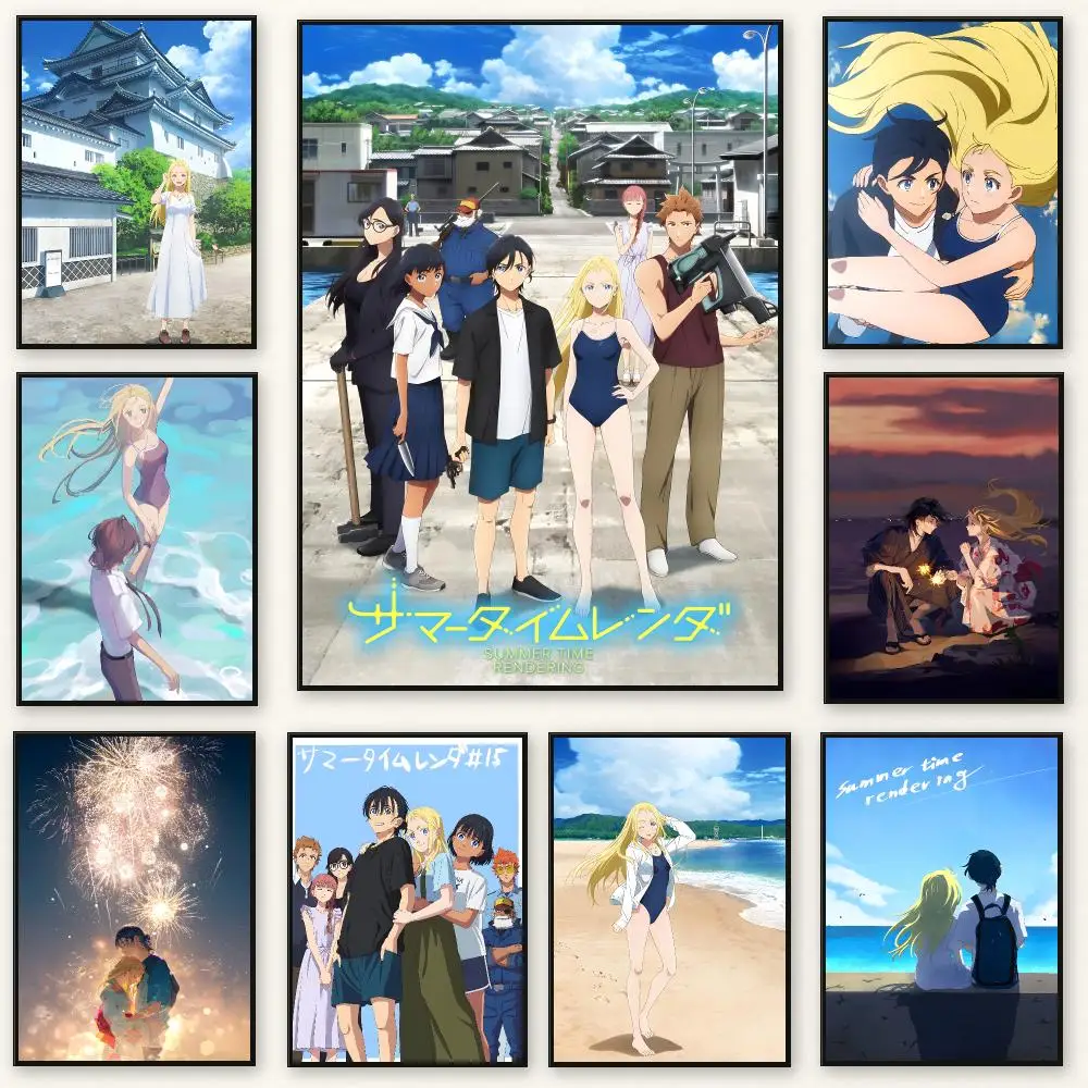 Suspense Anime S-Summer Time Rendering Poster Frameless Peel-and-Stick Removable Wall Art Print