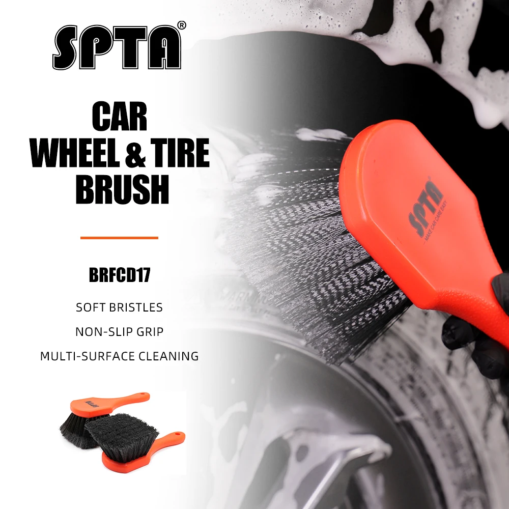 SPTA Car Wheel Rim Cleaning Brush Nylon Engineering Plastics Auto Detailing Cleaning Brush Remove the Mud No Scratch for Tire