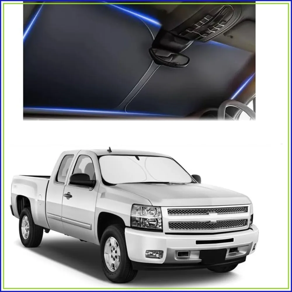 

300T Thickened Sunshade for Car Windshield, Block 99% Sunlight & Heat, Fits Small Truck, SUV (XL: 63x33 in)