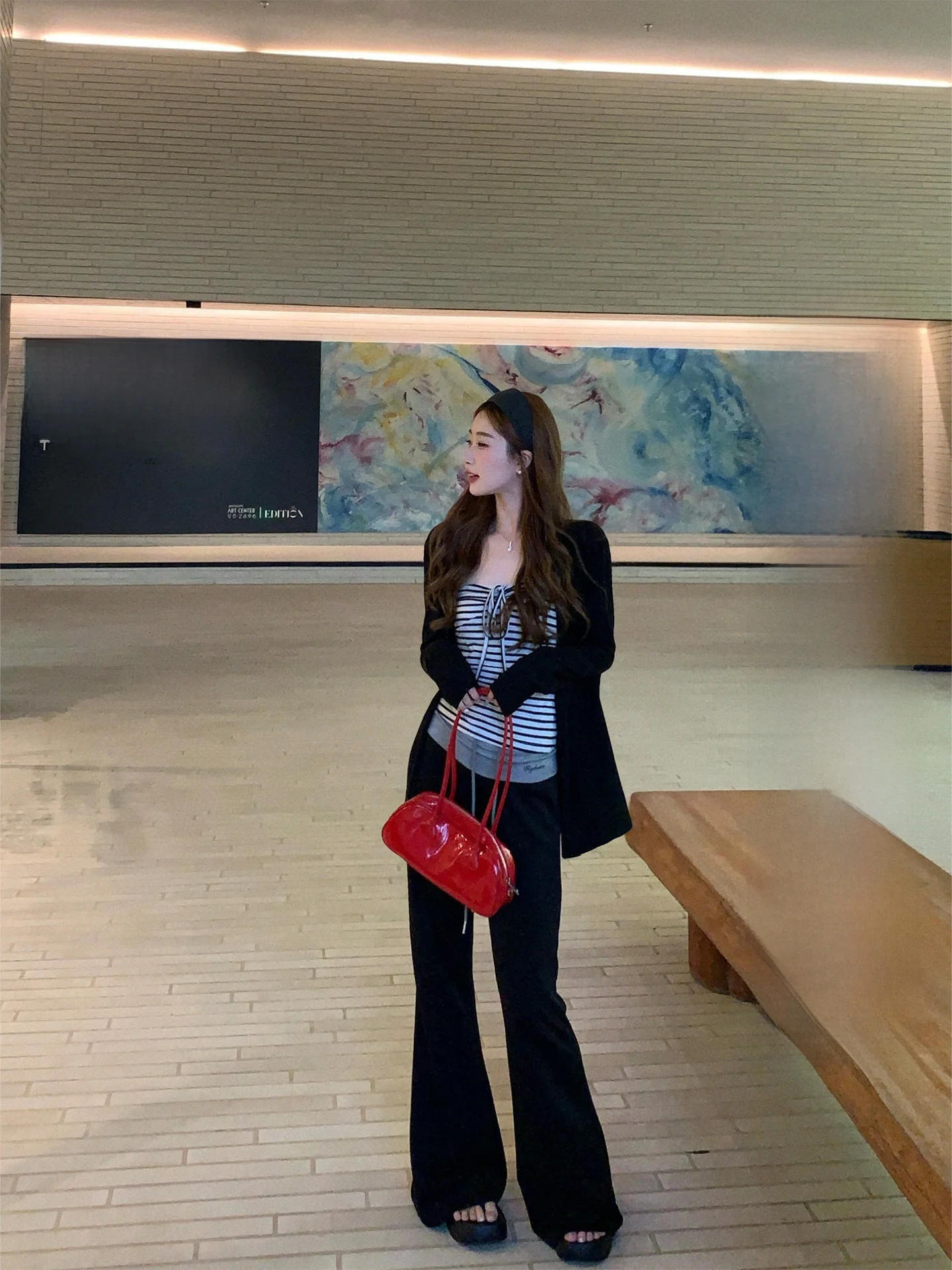 

Брюки с высокой талией, драпированные, утягивающие, с широкими штанинами, для ранней весны, Super 88, ограниченное предложение, полцены, Su San San, повседневный стиль, женские брюки