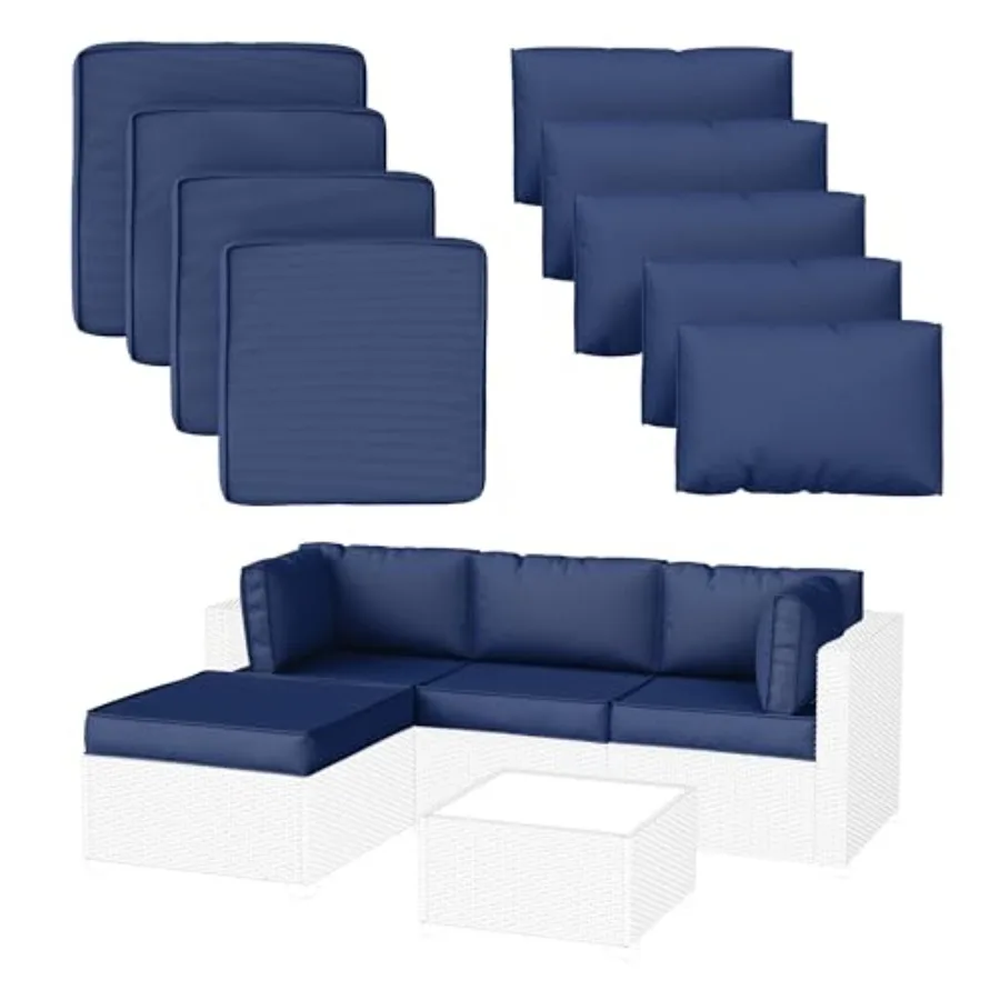 

9 Pack Patio Cushion Covers Outdoor Furniture Cushion Slipcovers Replacement Waterproof with Zipper for 5 Pcs Patio Furniture S