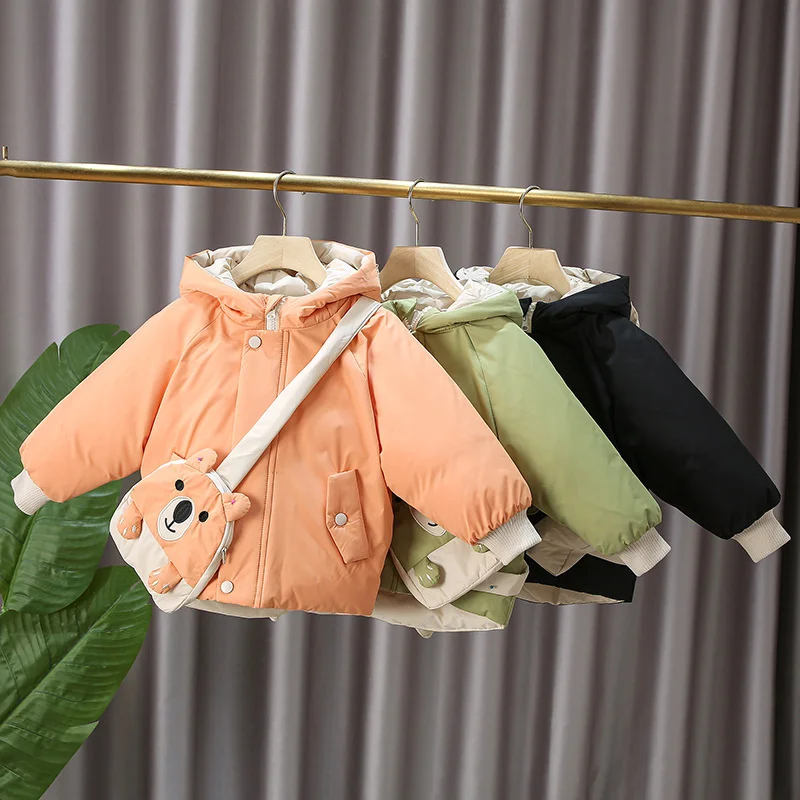 

Girls Coat Jacket Winter Cotton Windbreak 2023 Orange Warm Plus Thicken Teenagers Overcoat Snowsuit Children's Clothing