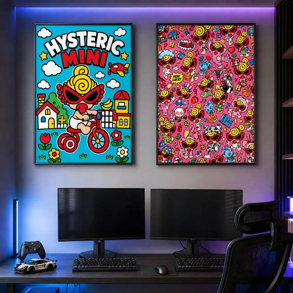 Mascot Hysteric Mini Mini-Chan Kawaii Poster PP Self Adhesive Decorative HD For Garage Gaming Room Living Room Gift