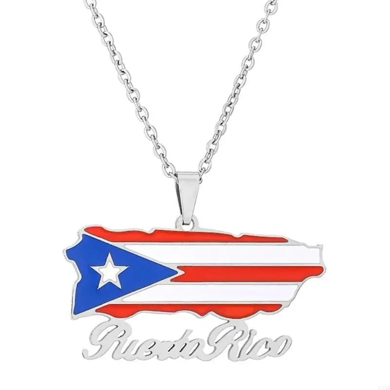  Versatile Puerto Rico Flag Pendant Necklace Puerto Rico Culture Necklace Fashion Jewelry Suitable for Various Occasion