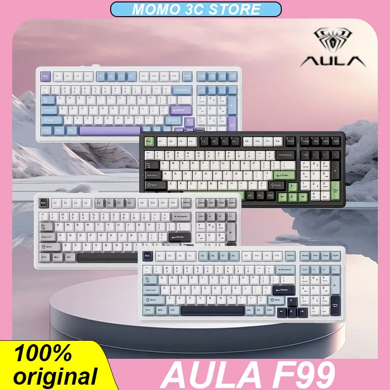 Aula F99 기계식 키보드 무선 트라이 모드 블루투스 2.4g, 핫 스왑 RGB 개스킷, 풀 키 99 게이밍 노트북, PC 게이머 사무실 