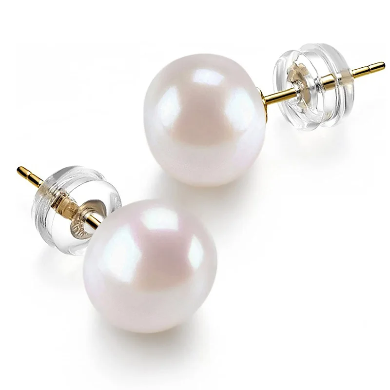 Huitan Round Simulated Pearl Stud Earrings for Women Minimalist Ear Accessories Teen's Fancy Earrings Simple Classic Jewelry Hot