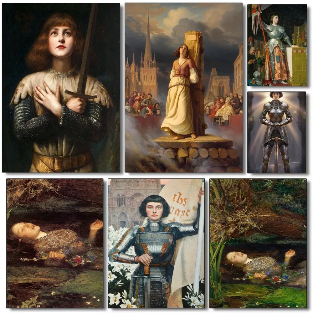 1pc Joan Of Arc John Everett Millais Poster Self-adhesive Art Waterproof Paper Sticker Coffee House Bar Room Wall Decor