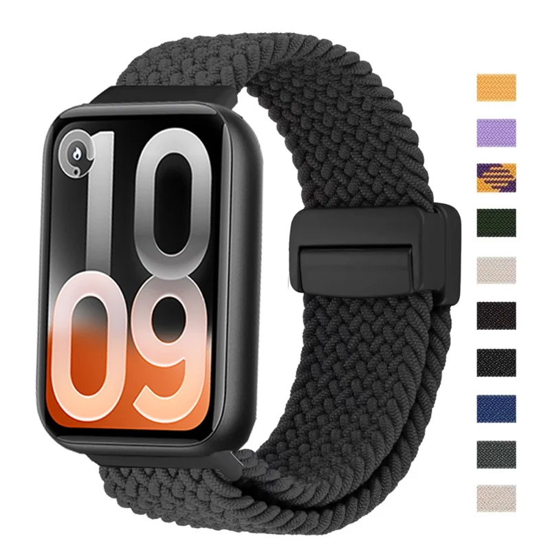 Magnetisches geflochtenes Nylonarmband für Xiaomi Mi Band 10Pro 9 Pro 8Pro, Solo Loop, verstellbares Armband für Redmi Watch 6 5 4