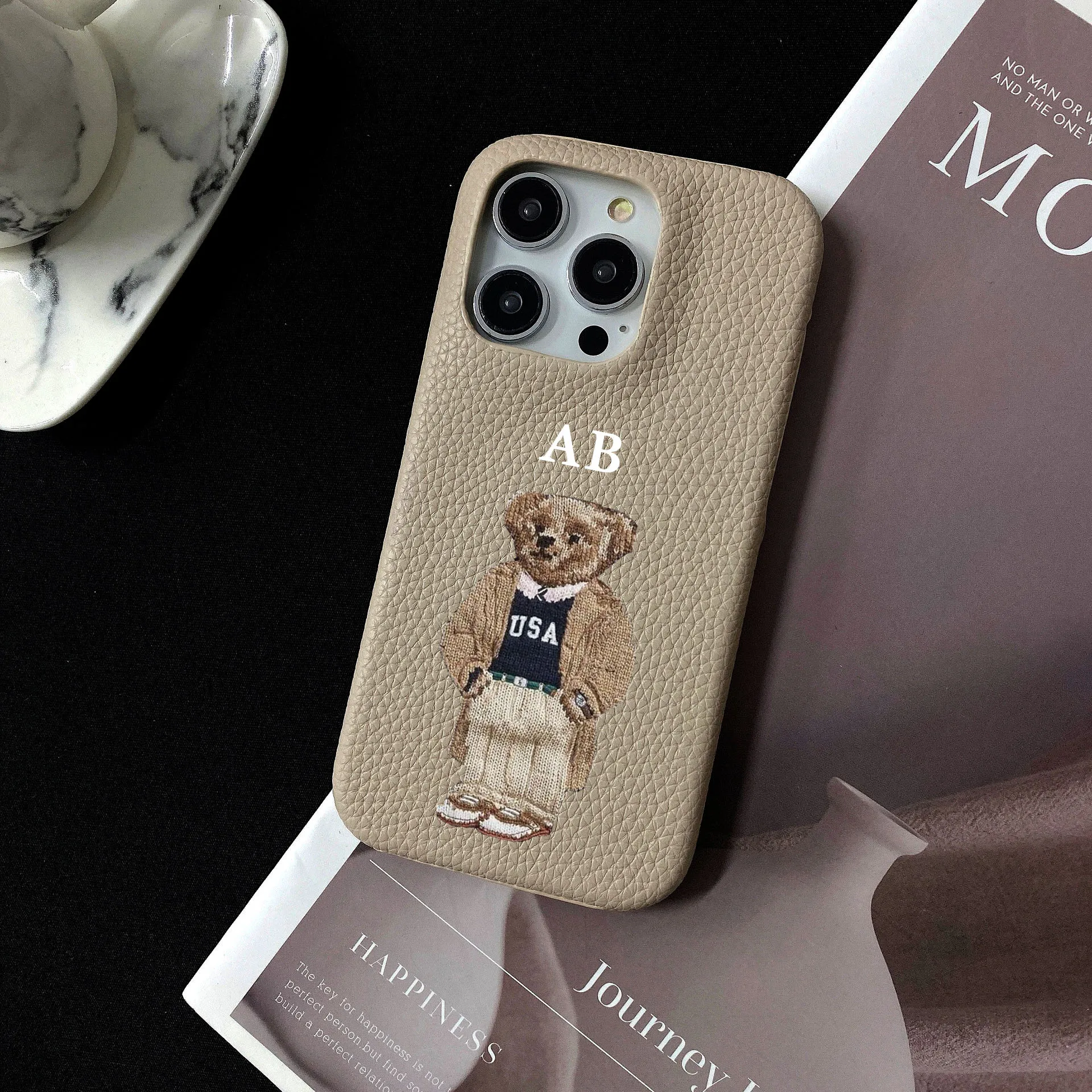 Personalized Customized Name Letter Leather Case For Iphone 15 16 pro max 14 13 Pro Max 12 Mini 11 kafr letters Luxury Covers