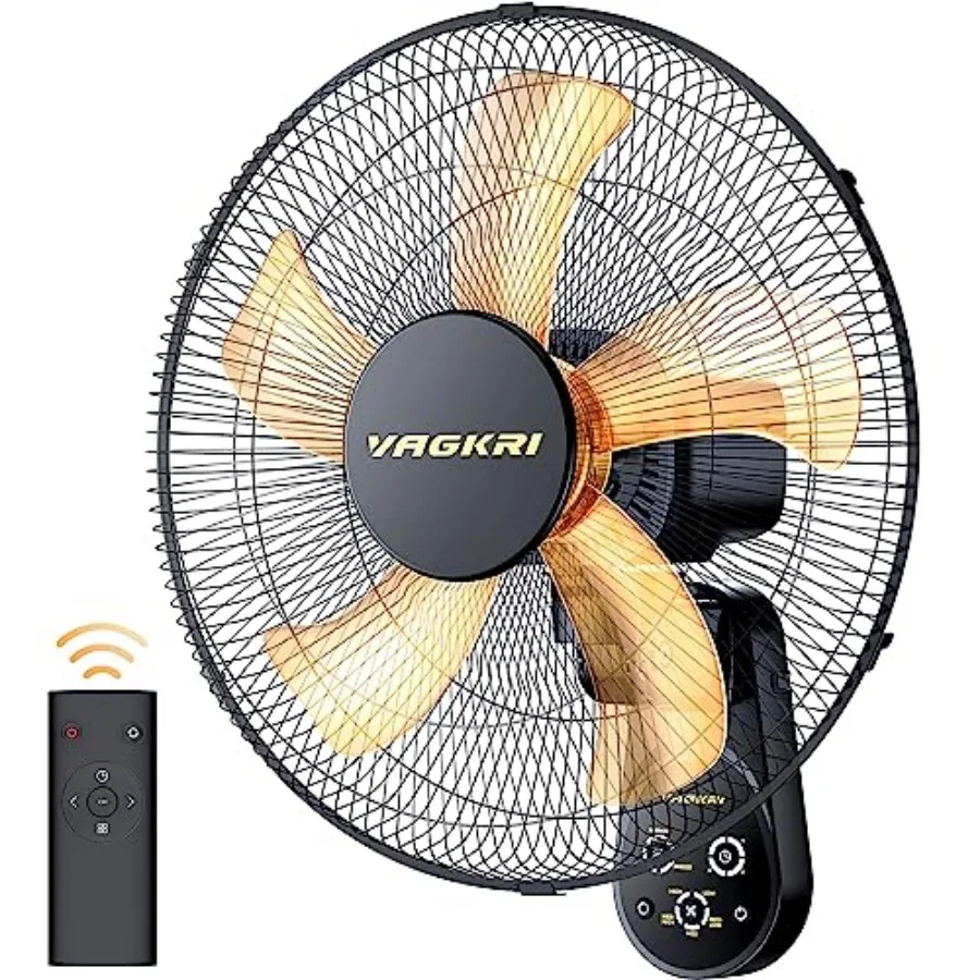 

Wall Mount Fan, 16 Inch Wall Fans with 5 Blades, 5 Speeds, 8 Hour Timer, 90° Oscillating Quiet Fan with Remote for Home Office