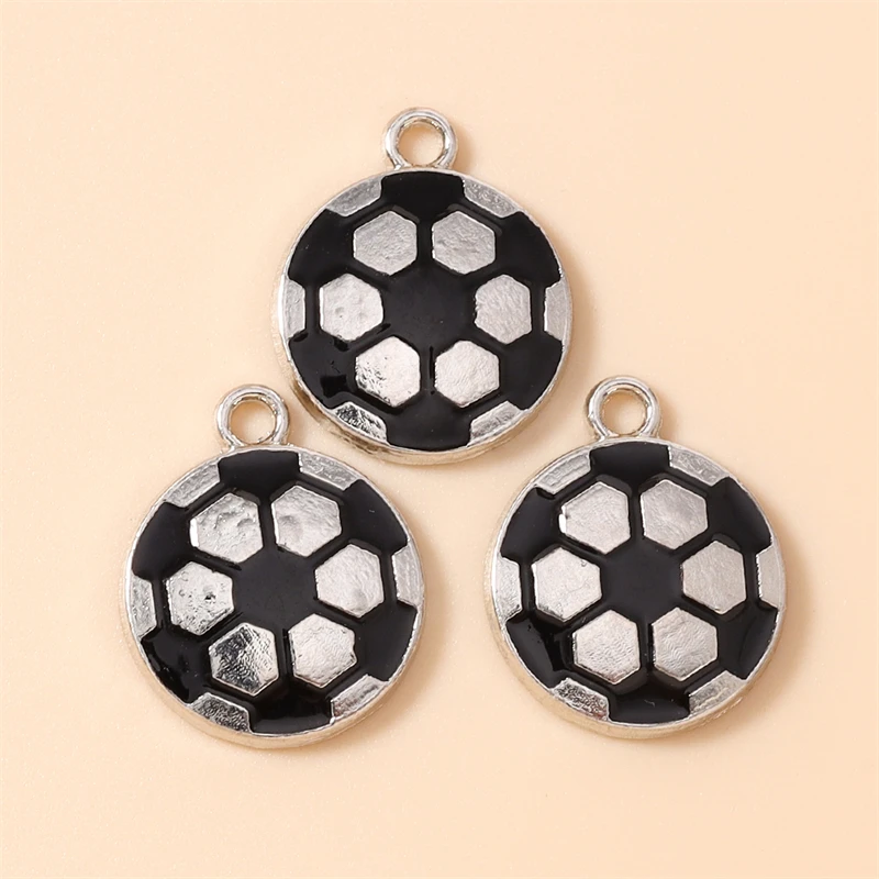 20 Stück 15x18mm Niedliche Emaille-Sportfußball-Anhänger für die Herstellung von Halsketten, Ohrringen, Armbändern, DIY-Bastelarbeiten und Schmuckzubehör – Detail 6