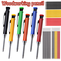 2.8mm Woodworking Mechanical Pencil Set Black/Blue/Red Lead Deep Hole Solid Carpenter Pencil Architect Construction Drawing Tool