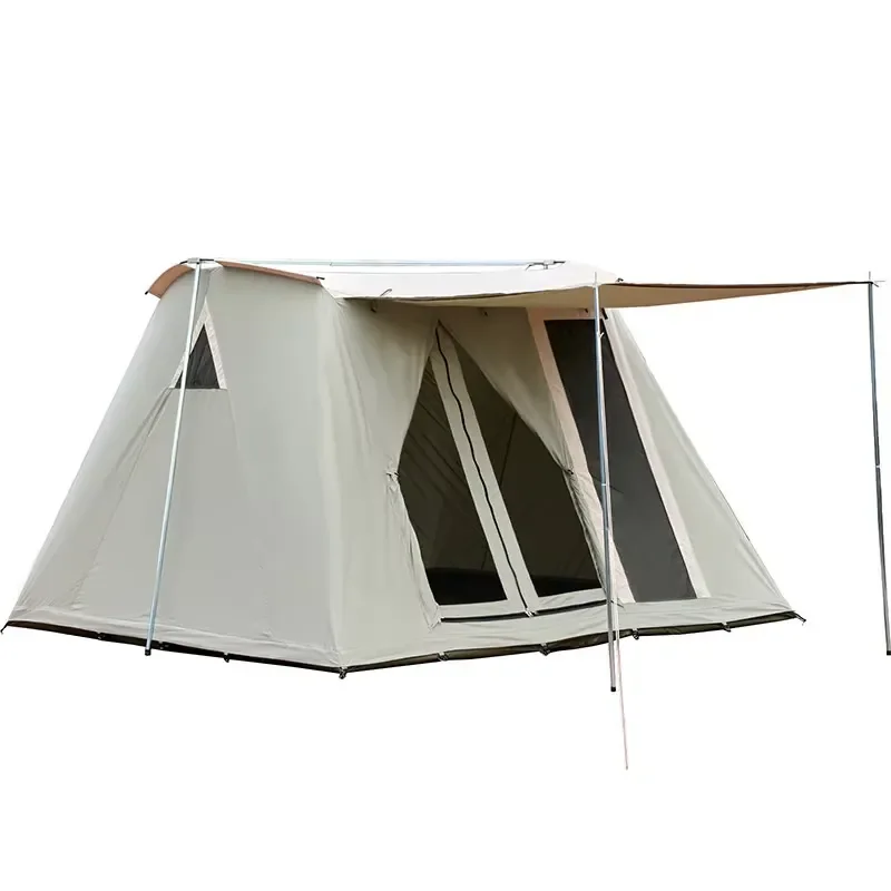 Foldable Camping Tent House Spring Outdoor Picnics TC Cotton Canvas Large Family Glamping Ridge Tent