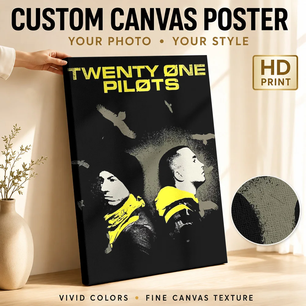 Twenty One Pilots Band  Art Canvas Painting Poster Custom Photo Retro Music Wall Art for Bar Decor Ready to Hang Gift for Fans