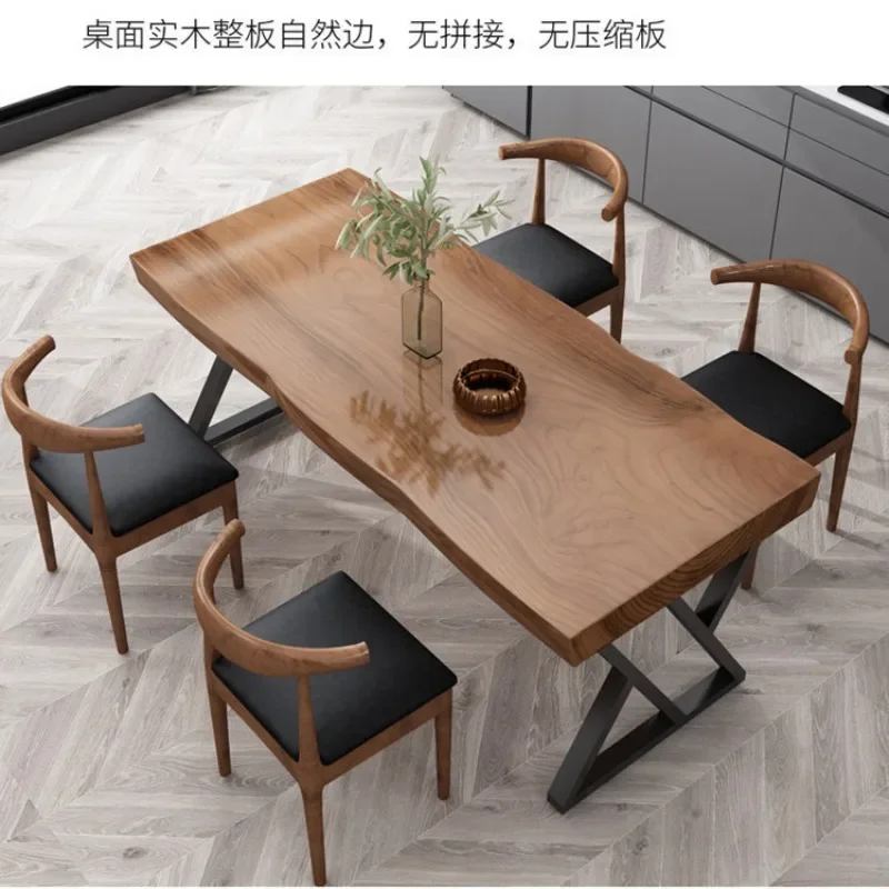 Nordic log dining chair simple restaurant natural edge rectangular dining table