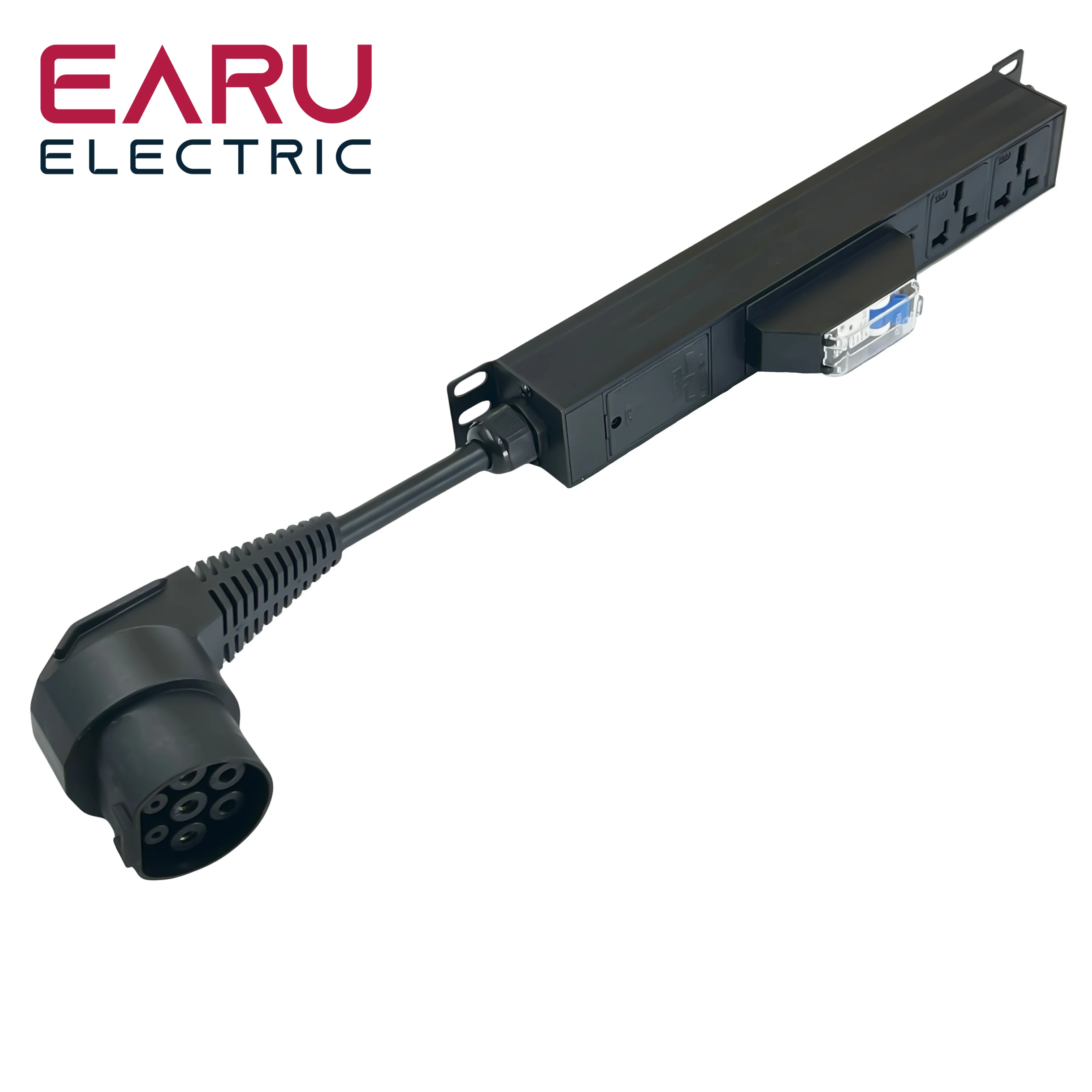 Enchufe de descarga lateral para coche eléctrico, Cable cargador EV tipo 2 de 16A con enchufe europeo para estación de energía exterior (necesita