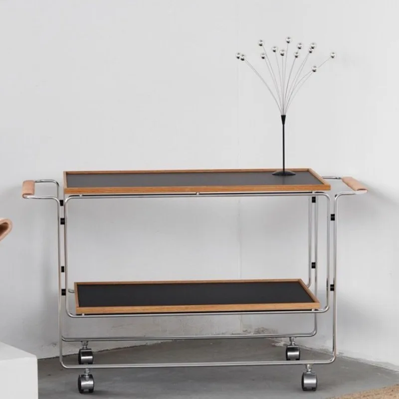 ins wind movable small coffee table, sofa side table, simple modern cart dining cart, retro living room rack